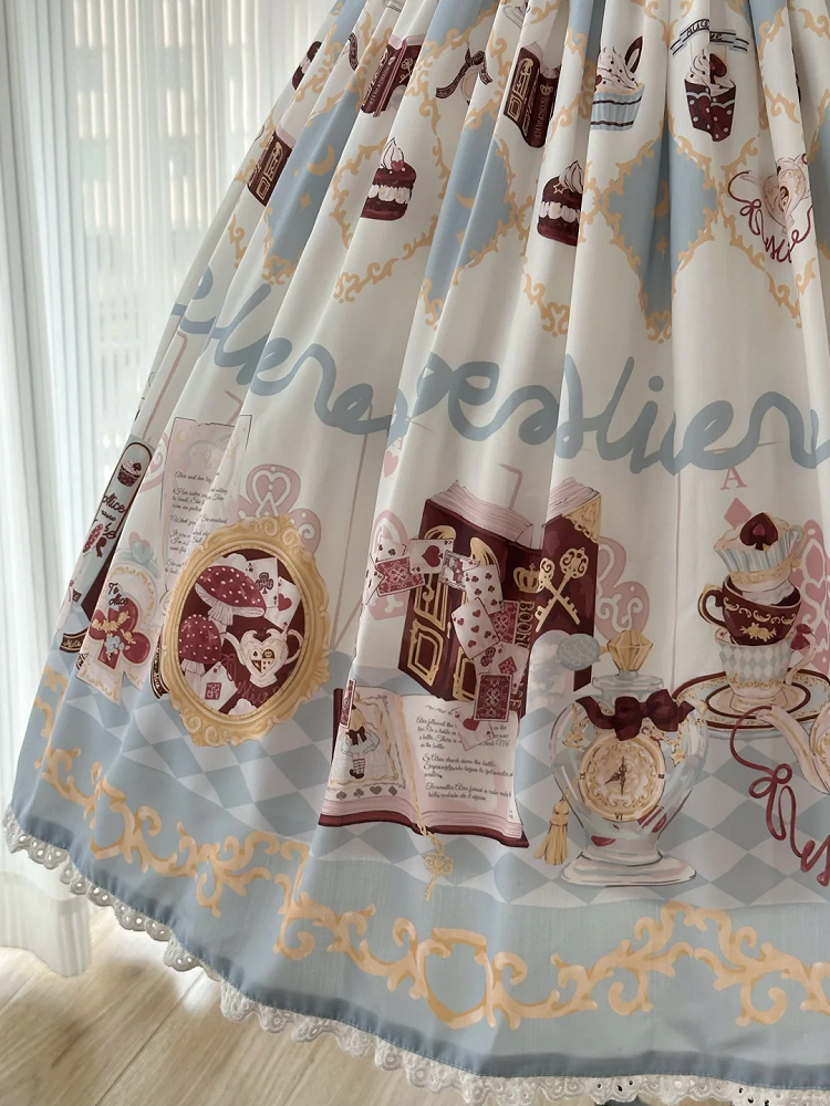 Robe Lolita taille haute à imprimé lapin Alice au pays des merveilles