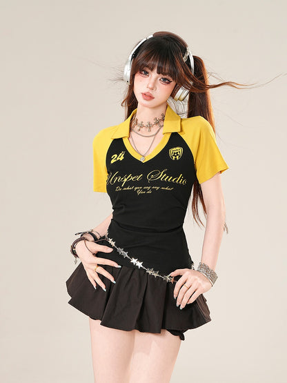 Black Elastic Waist Mini Bubble Skirt