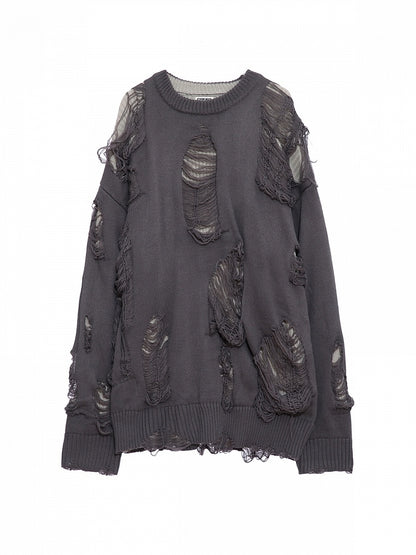 Reversible Gray Distressed Sweater - Cozy Fall/Winter Essential