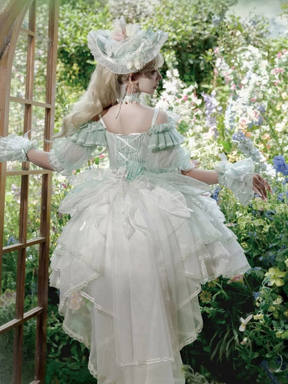 Dress Lolita Princess Layered Green Balletcore Tulip Theme Skirt