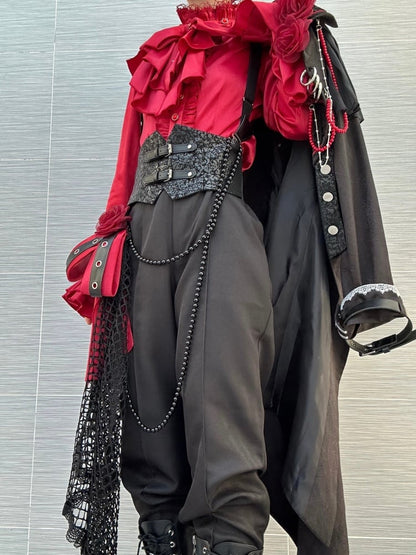 Black Ouji Fashion Lolita Pants with Separate Corset Belt