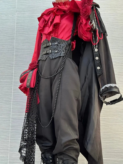 Belt Ouji Separate Lolita Black Pants Corset with Fashion