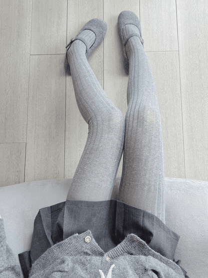 White/Grey Striped Tights