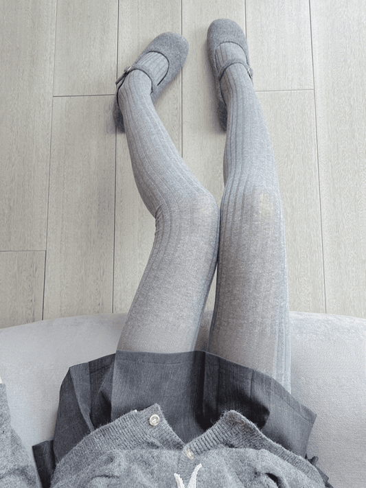 White/Grey Striped Tights