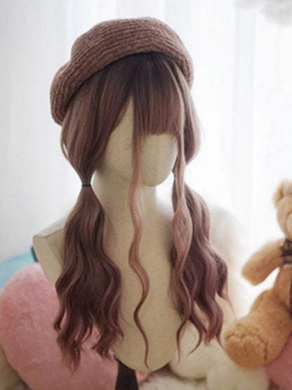 Purple Ombre Long Wavy Wig With Full Bangs
