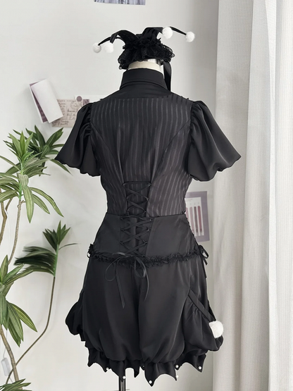 - Outfit Vibes Clown Pointed Collar Black Lolita Ouji Circus