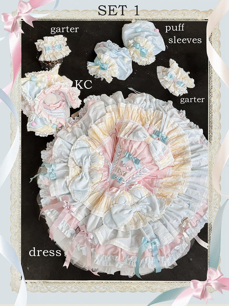 Robe rose et bleue Sweet Princess à volants bouffants et à volants superposés
