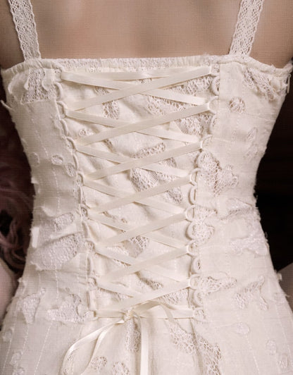 Cream Bows Heart Cutout Light Dress Goth Pink Romantic Slip Summer
