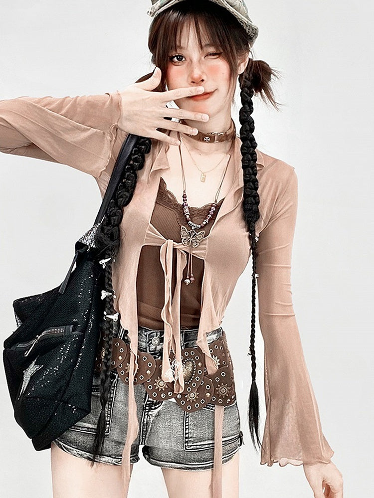 with Lace Brown Top Trim Cami Cups Padded