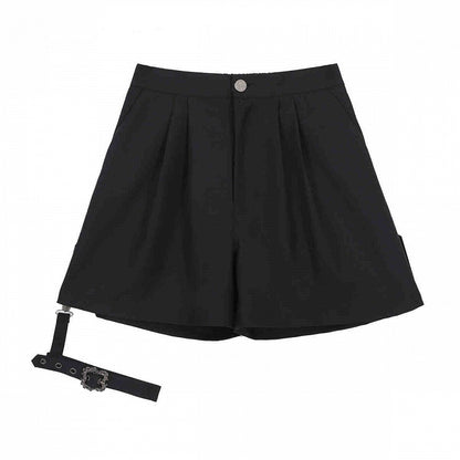Schwarze Ouji Lolita-Shorts mit abnehmbarem Strumpfband mit Schnalle
