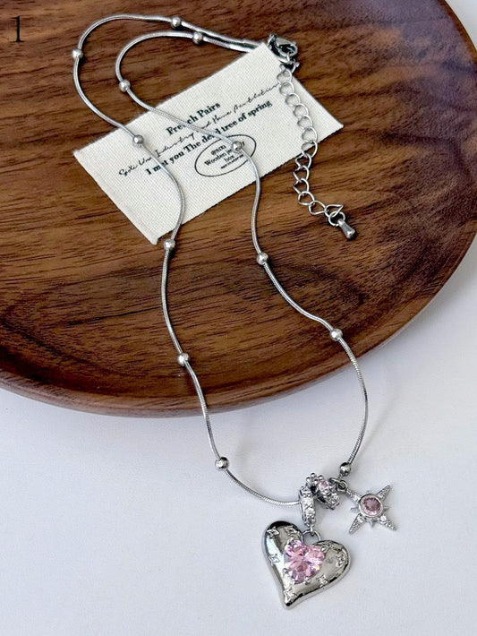 Necklace Heart Bittersweet OptionsY2K 3 Pendant