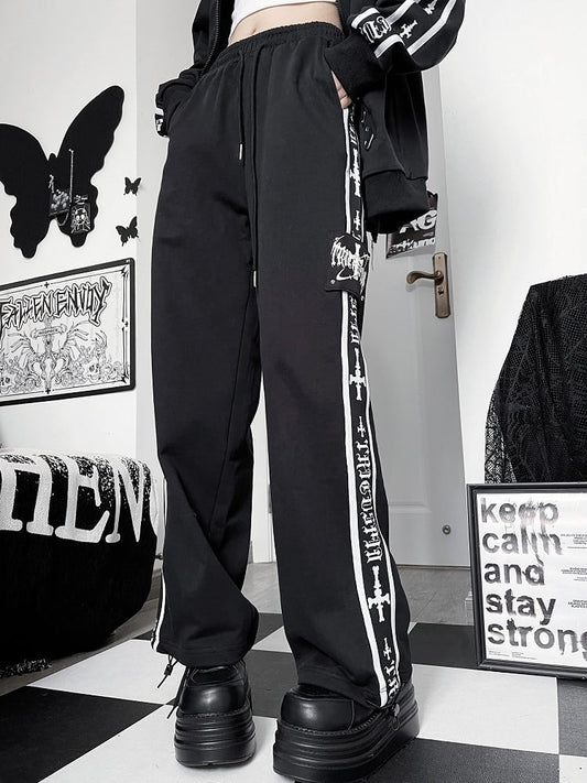 Und Cross Letter Jogginghose Gothic Black Prin
