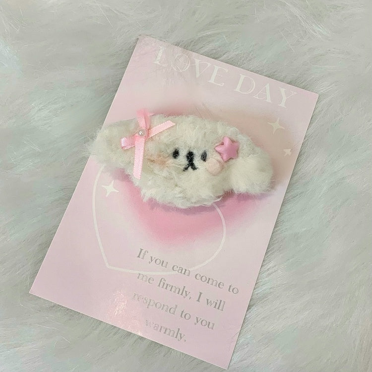 Barrette à cheveux en peluche bleue/rose/noire pour chiot
