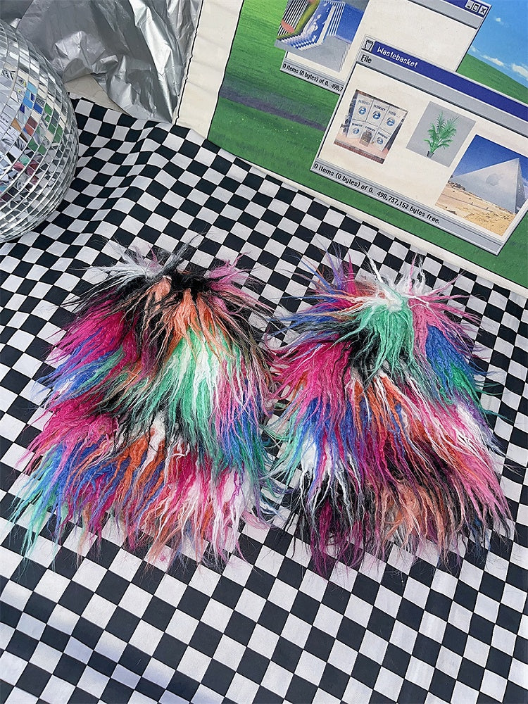 Colorful Faux Fur Shaggy Leg Warmers