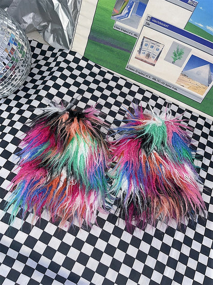 Colorful Faux Fur Shaggy Leg Warmers