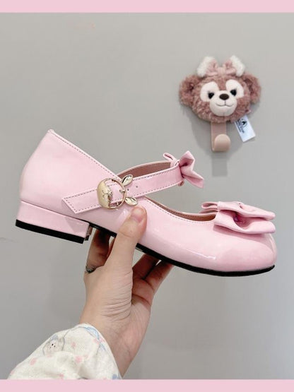 Toe Low - PU Leather Pink Lolita Mary Round with Janes Sweet Heel