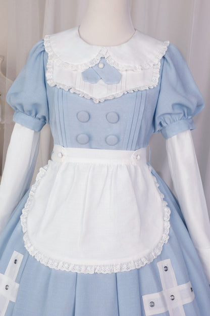 Blue and White Cross Applique Detachbale Sleeves