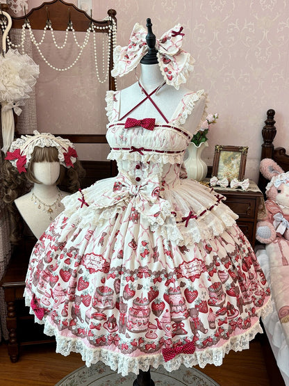 and Lolita Skirt Sweet Strawberry Jumper Teddy Print
