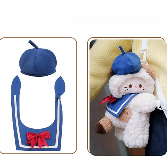 Sailor White + Kitty-shaped Bag Hat Size Middle/Large Backpack/Crossbody Collar Plush Blue