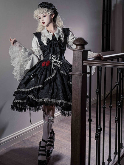Skirt Straps Dress Bat Gothic Black Lolita Shaped Wing High-low Shoulder