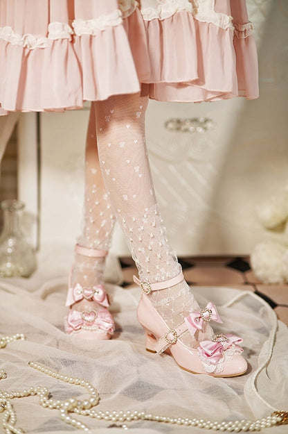 Janes Gyaru Schuhe Light Jirai Wedge Mary Cut-out Fashion Pink Kei Heart Heels