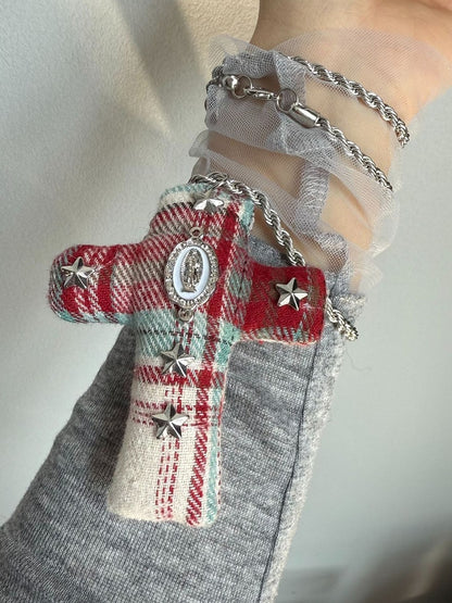 Necklace Y2K Cloth Cross Pendant