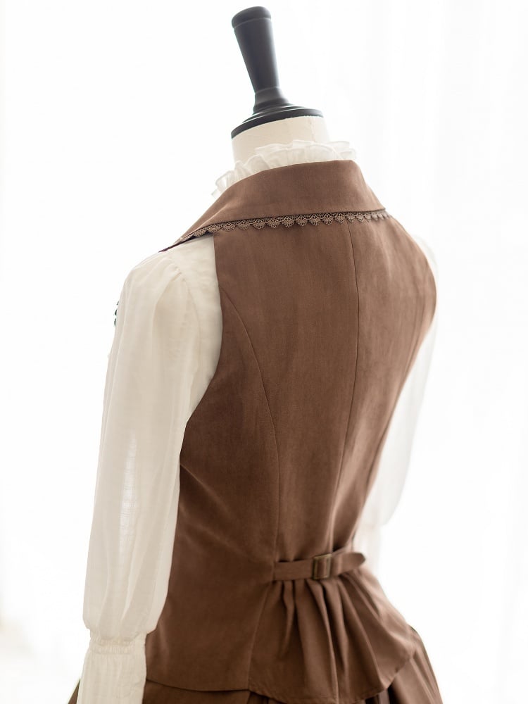 Vintage Brown Waistcoat / Boned High Waist Skirt