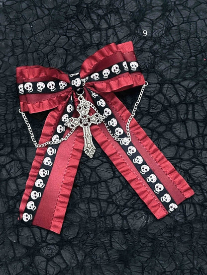 Black Red Halloween Jirai Kei Bowknot Hairclips