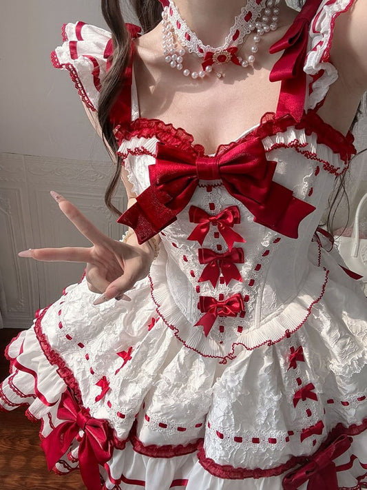 White Details Choker Bead and Red
