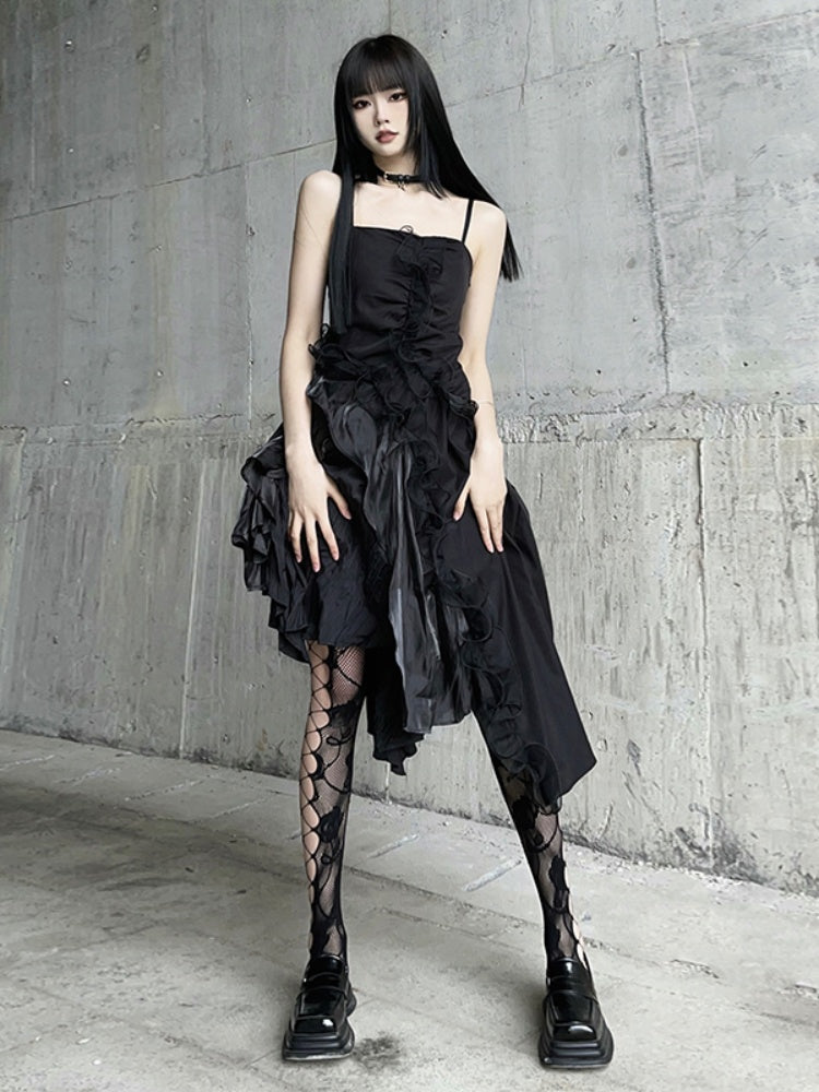 Gothic Black Rosette  Fishnet Tights