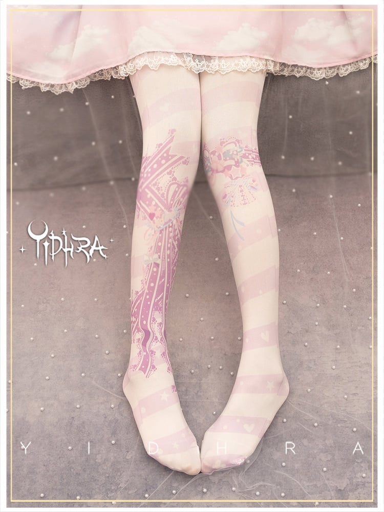 Pink Ribbon and Bowknot Sweet Lolita Tights