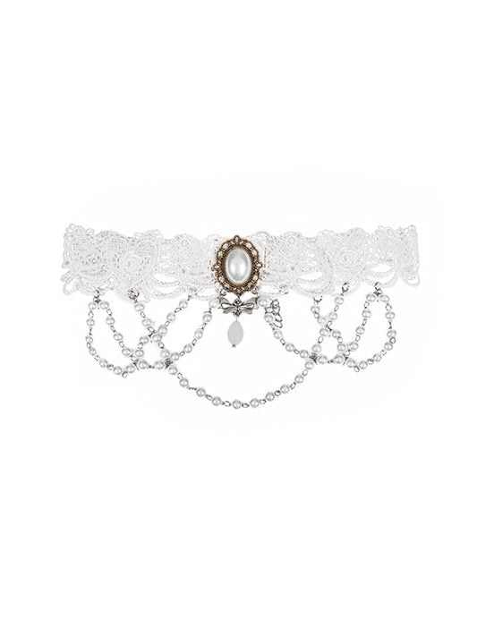 White Bead Chain Choker