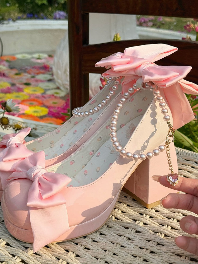 Schuhe Mary Sweet Bowknot Runde Rosa Details Toe Janes Plattform Lolita