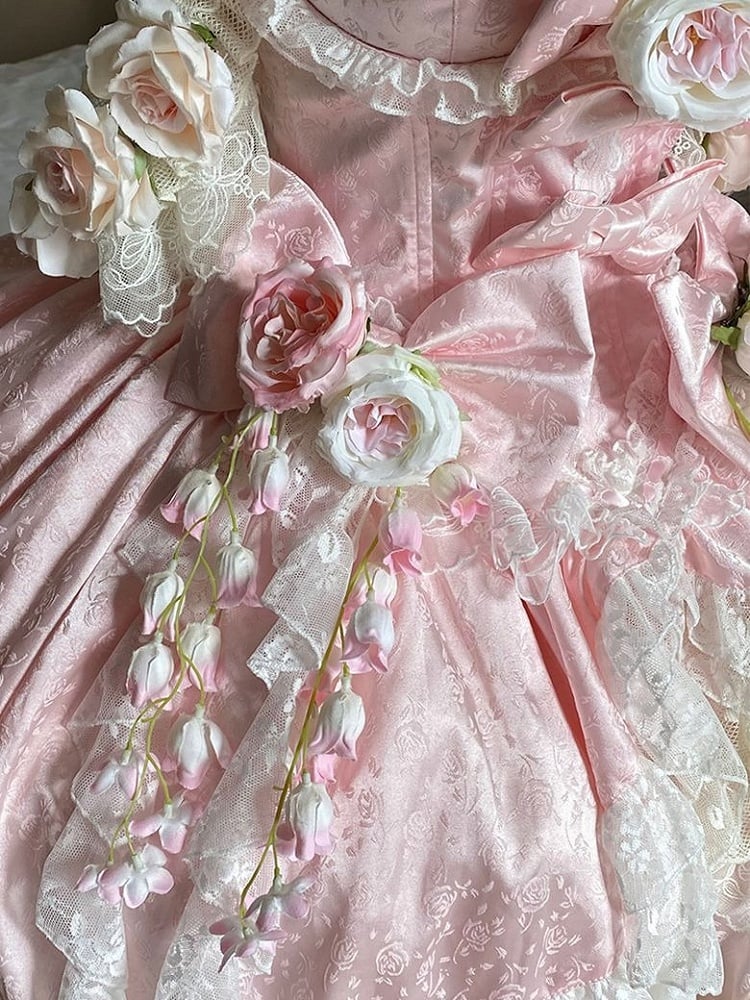 Lace Embellished Corset Romantic Flower Lolita Pink/Purple/White