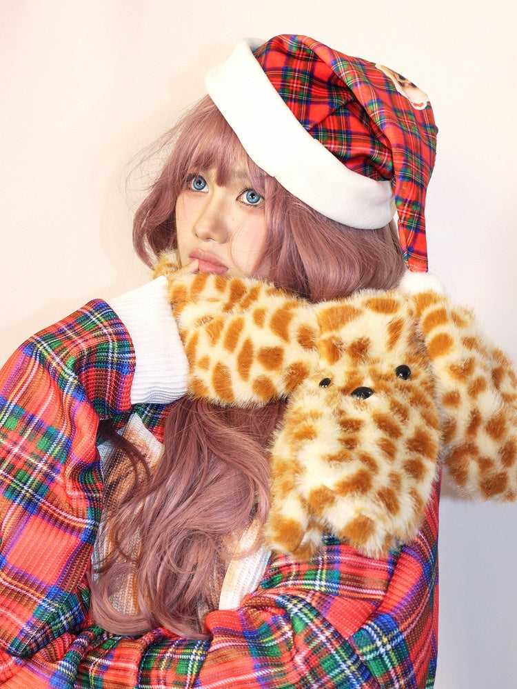Plaid Puppy Hat Muster Druck Weihnachten Rot