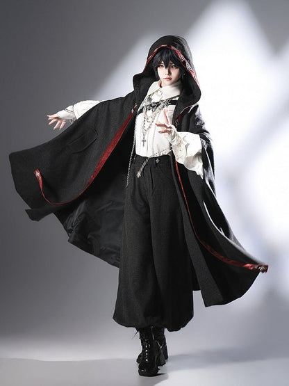 Black Ouji Lolita Knickerbockers Red Cuffs Pants