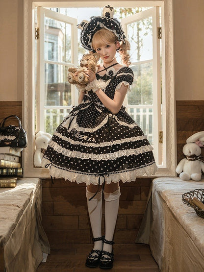 Pattern Ears Blue Pink Bonnet Polka-dot Black / Red Bunny