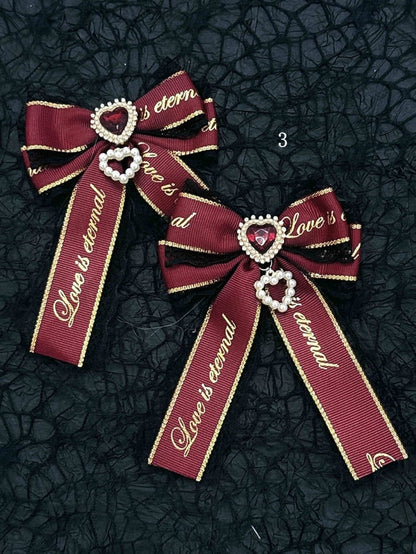 Black Red Halloween Jirai Kei Bowknot Hairclips