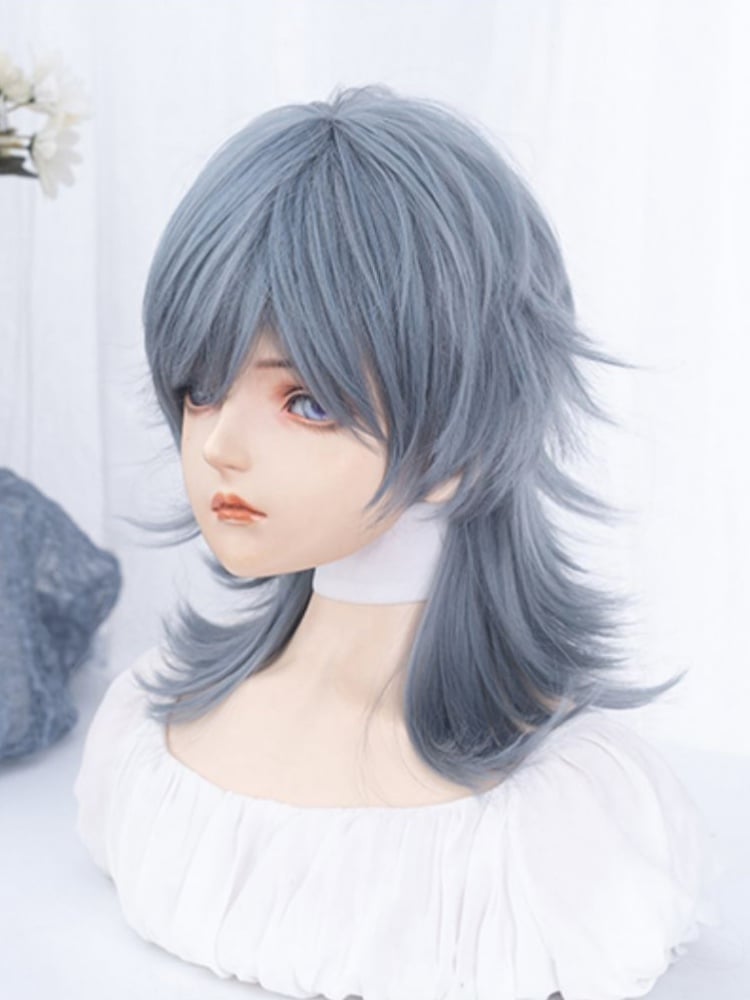 Dusty Blue Ouji Style Wig with Bangs