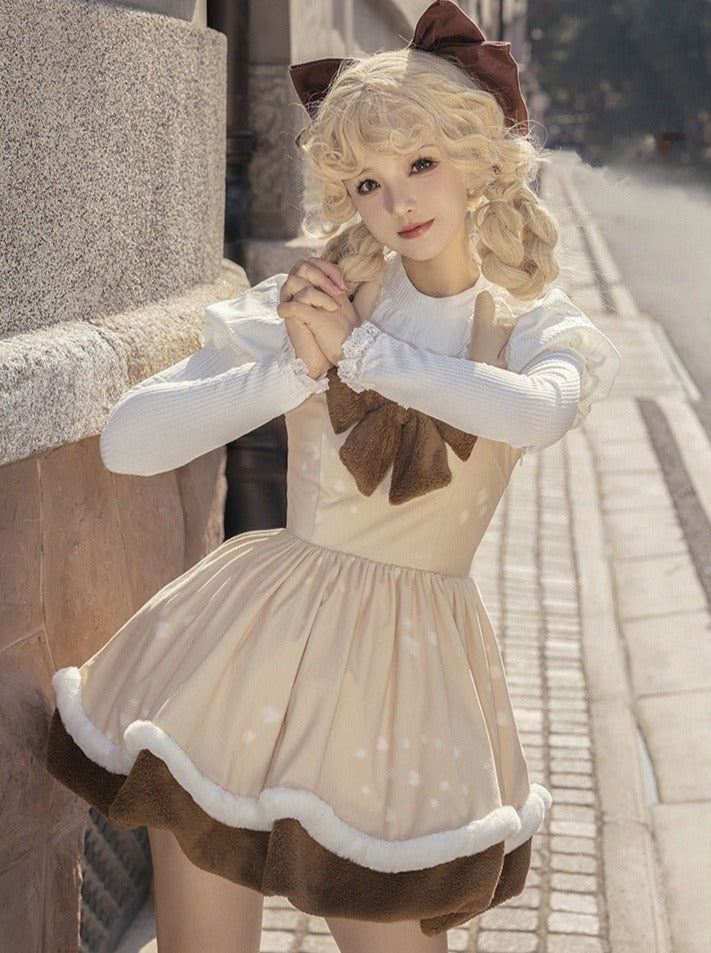 Leg Suspender + Skirt Cape Brown Fur Warmers Fur