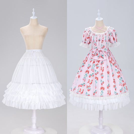 Hemline Birdcage Petticoat Tiered 75cm White/Beige Chiffon Fish-bone