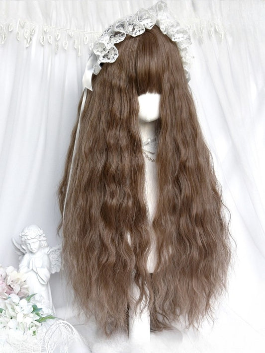 Length Bangs Full Wavy With 80CM Brown Wig