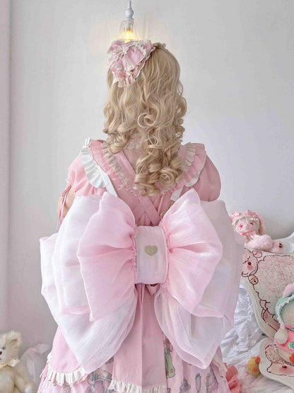 Best Seller Light Pink Cute Big Bow Backpack