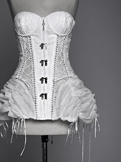 White Goth Bustier Lace-up Back Corset Top