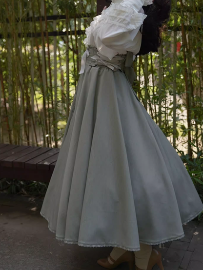 Dusty Green Boned High Waist Long Version Autumn Daily Lolita Skirt