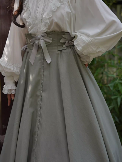 Dusty Green Boned High Waist Long Version Autumn Daily Lolita Skirt