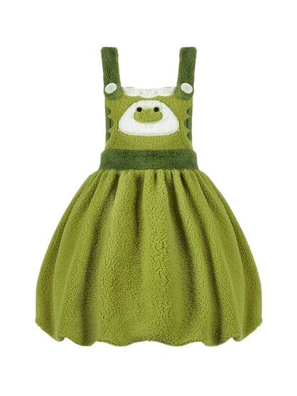 Robe salopette d'hiver en polaire à jupe bulle verte Little Frog