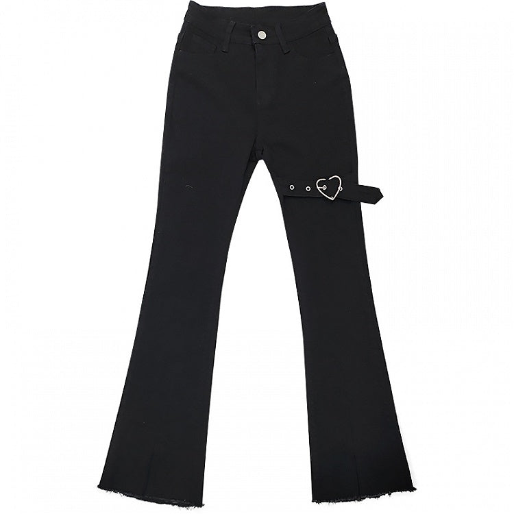 Jeans on Buckle Thigh Flared