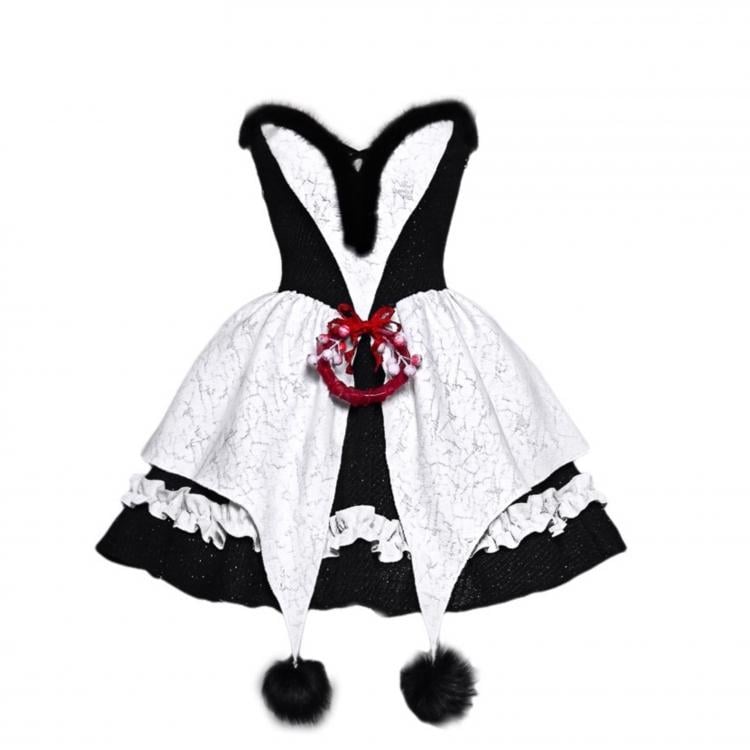 Gothic Christmas Plush Sweetheart Bouffant Dress Set