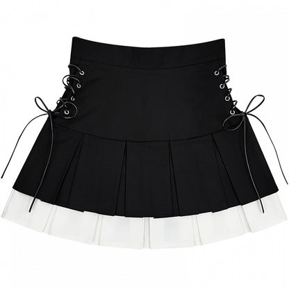 Skirt White/Gray Tiered Pleat Double and Black Box